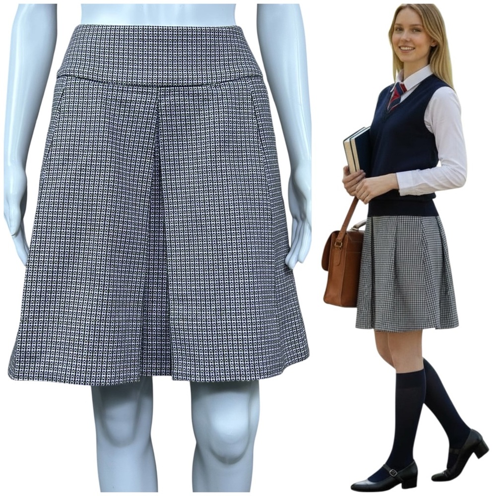 Max Mara Tweed Pleated A-Line Skirt Size 8 Preppy Academia Old Money Italy